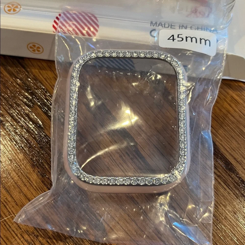 Pink Rhinestone Apple Watch Band 45mm NWT Luxe Bling Bezel Glam Smartwatch Frame